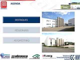 AGENDA

DESTAQUES

RESULTADOS

PERSPECTIVAS

Providência USA

 