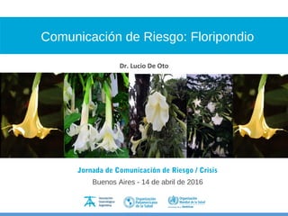 Comunicación de Riesgo: Floripondio
Jornada de Comunicación de Riesgo / Crisis
Buenos Aires - 14 de abril de 2016
Dr. Lucio De Oto
 