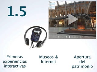 1.5


  Primeras     Museos &     Apertura
experiencias    Internet       del
interactivas               patrimonio
 