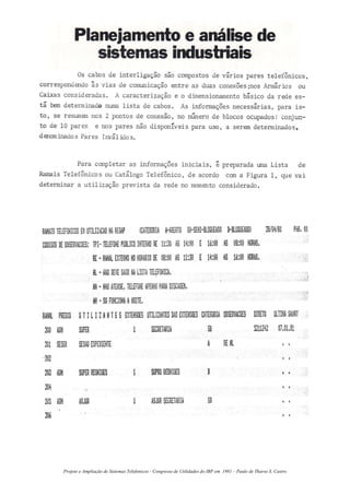 Projeto e Ampliação de Sistemas Telefonicos - Congresso de Utilidades do IBP em 1981 – Paulo de Tharso S. Castro
 