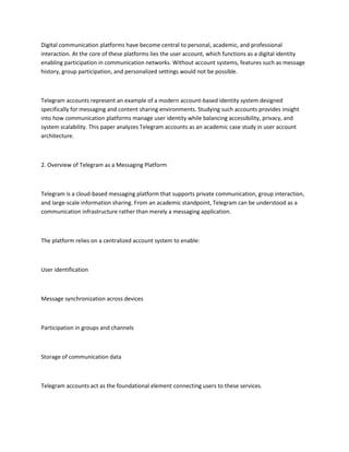 “An Academic Study of Telegram Accounts: User Identity, Structure, and ...