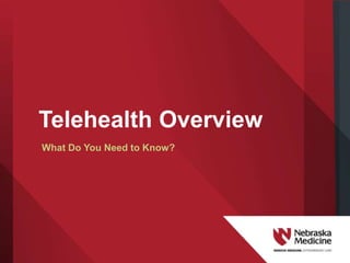 Telehealth Overview
What Do You Need to Know?
 