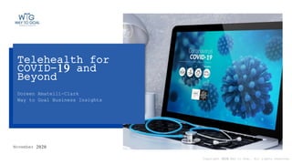 November 2020
Telehealth for
COVID-19 and
Beyond
Doreen Amatelli-Clark
Way to Goal Business Insights
Copyright 2020 Way to Goal. All rights reserved.
 