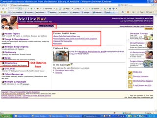 Find libraries
             here




                            Arizona Health Sciences Libary-Phoenix, UA   25
TMP Osler MMI-I - 6/24/08
                                    College of Medicine-Phoenix          25
 