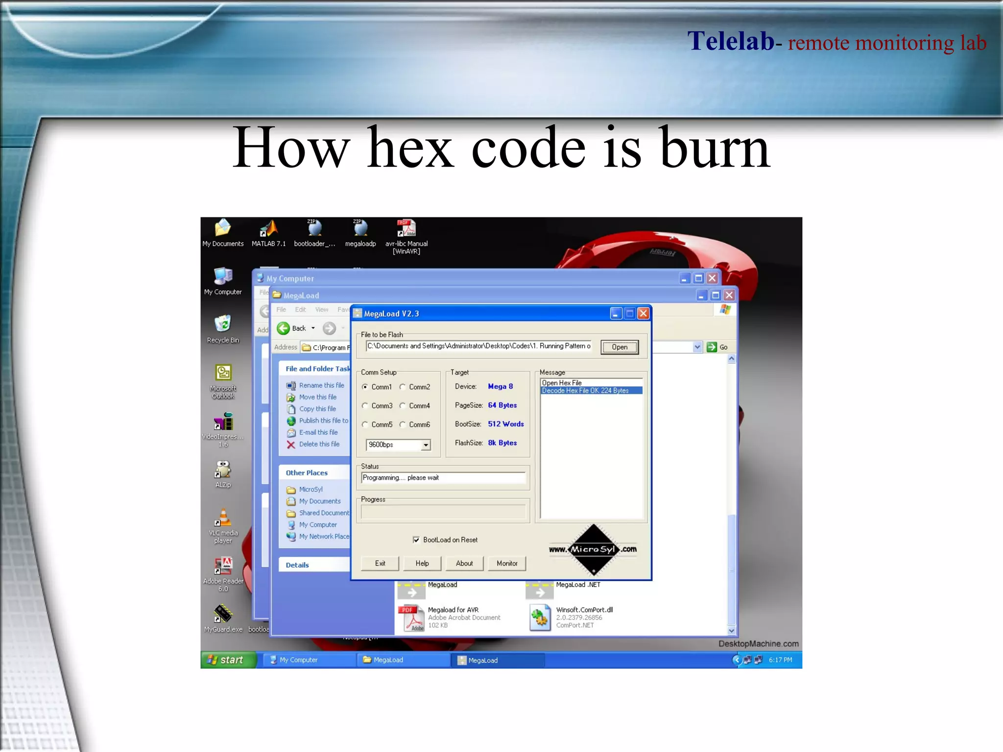 How hex code is burn 