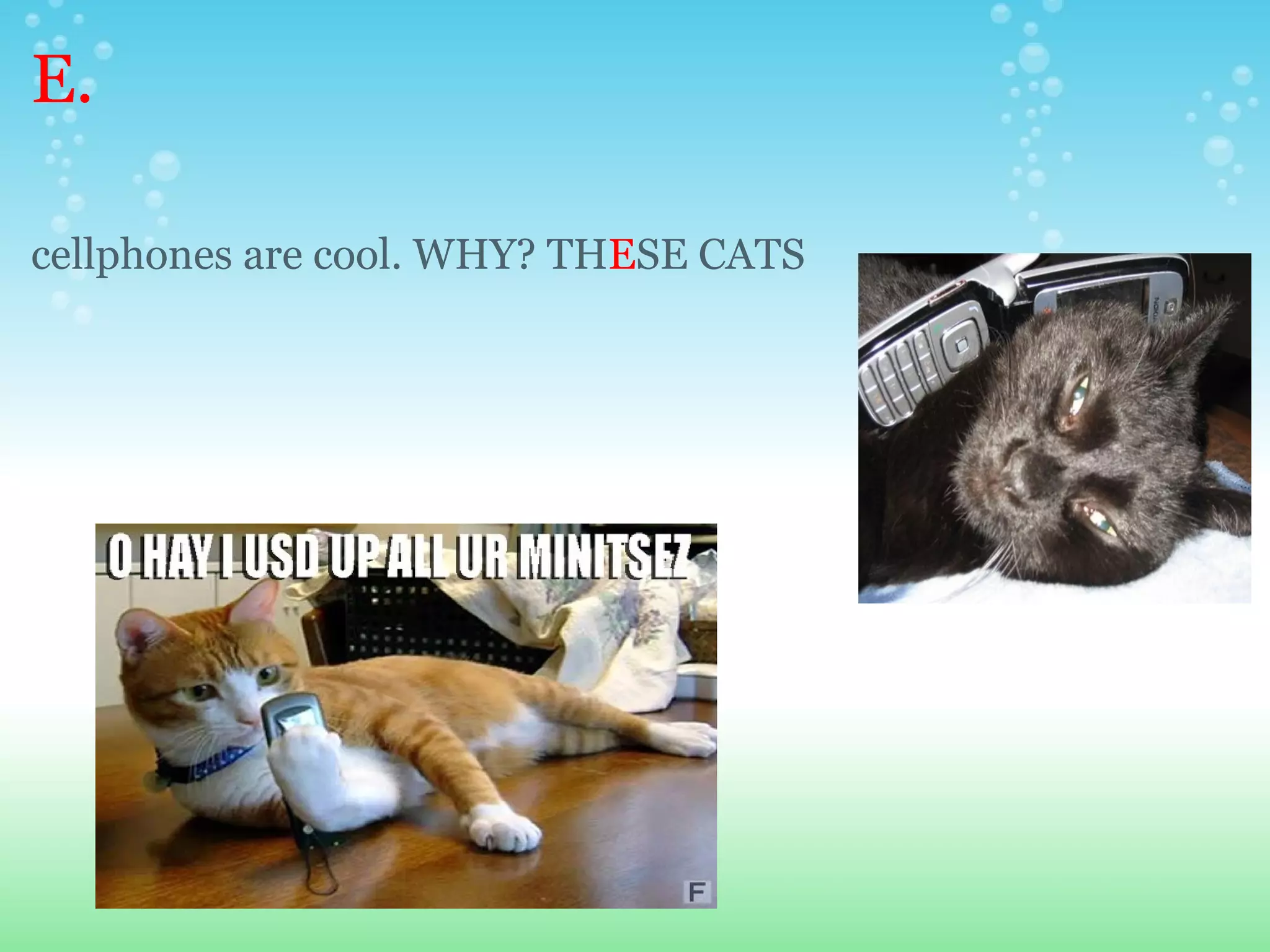 E. cellphones are cool. WHY? TH E SE CATS  