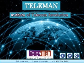 info@teleman.in | www.teleman.in | +91 961 994 2802
 