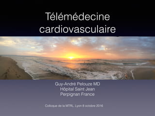 Télémédecine
cardiovasculaire
Guy-André Pelouze MD
Hôpital Saint Jean
Perpignan France
Colloque de la MTRL, Lyon 8 octobre 2016
 