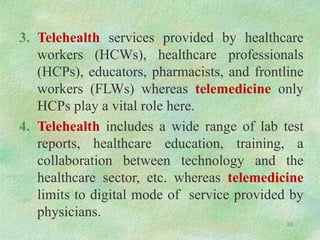 Telemedicne and telehealth in healthcare ppt | PPT