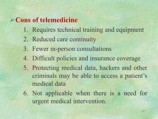 Telemedicne and telehealth in healthcare ppt | PPT