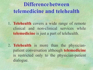 Telemedicne and telehealth in healthcare ppt | PPT