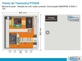 Painel de Telemetria PT5430   Remota de poste – Medição de nível, vazão e pressão. Comunicação GSM/GPRS. 8 EAN, 5 ED.  