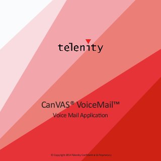 CanVAS® VoiceMail™
Voice Mail Application

© Copyright 2014 Telenity Confidential & Proprietary

 