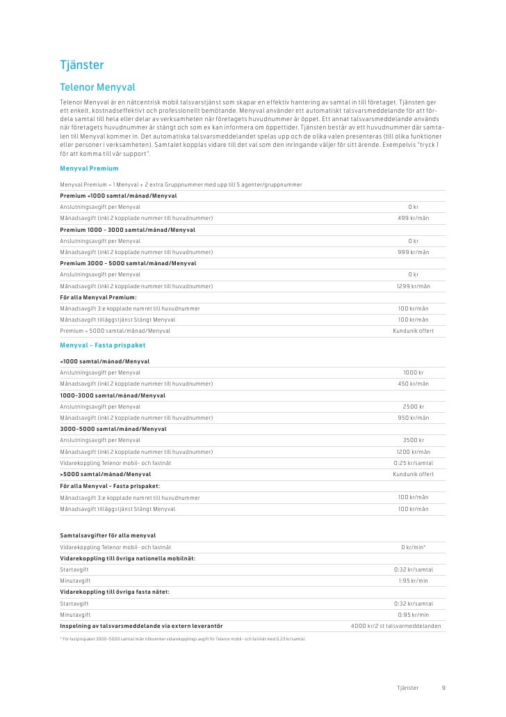 Telenor prislista