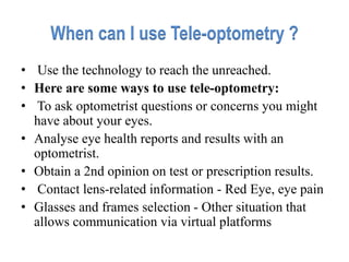 Optometry Related Questions Tele Optometry (kunj'sppt) / Basics of tele optometry. | PPTX