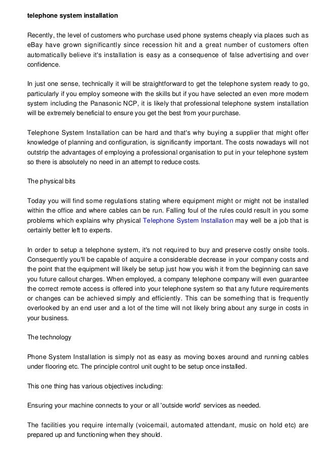 Telephone System Installation