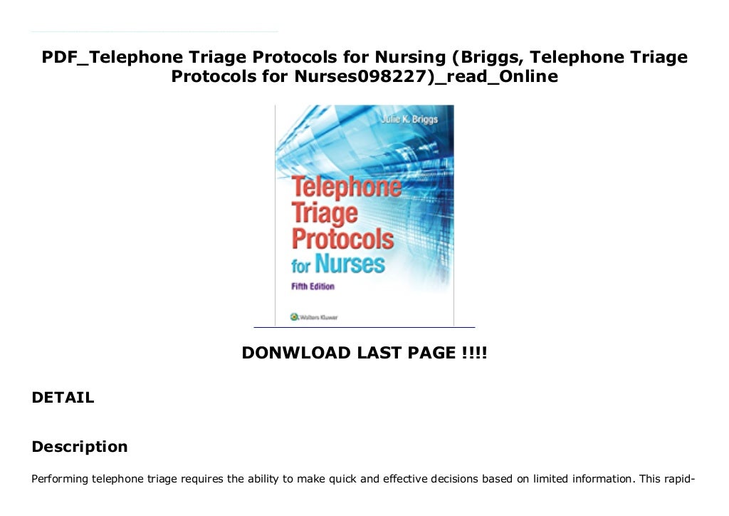 PDF_Telephone Triage Protocols for Nursing (Briggs, Telephone Triage