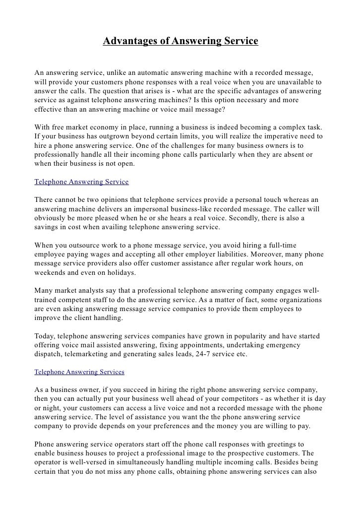 Advantages of Answering Service