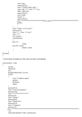 Telephone billing system in c++ | DOC
