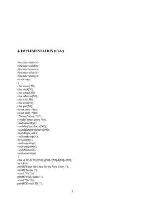 Telephone directory using c language | PDF