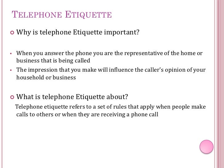 Telephone Etiquette Sunset Reef