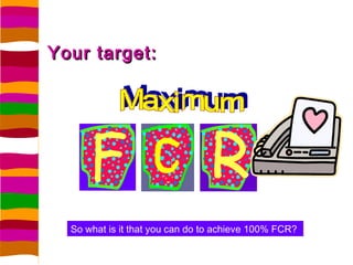 Your target:




  So what is it that you can do to achieve 100% FCR?
 