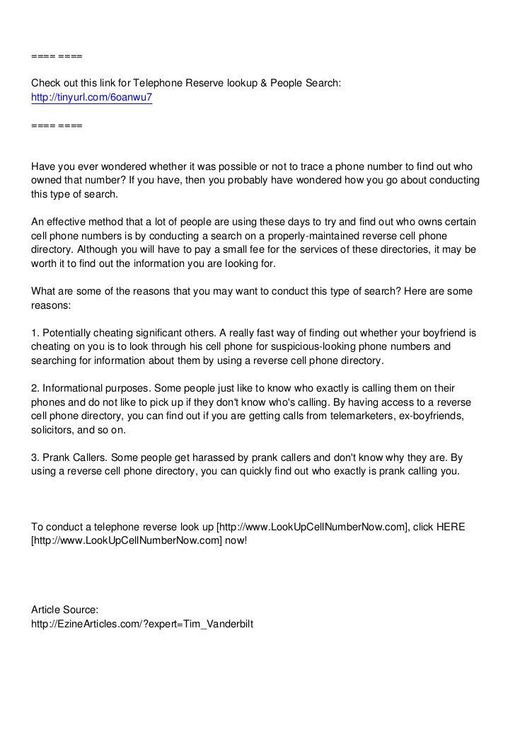 Telephone Reverse Lookup - Identiy of the unknown caller