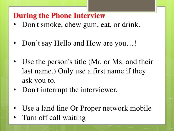 telephonic interview telephone interview etiquette