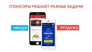 СПОНСОРЫ РЕШАЮТ РАЗНЫЕ ЗАДАЧИ
ИМИДЖ ПРОДАЖИ
 