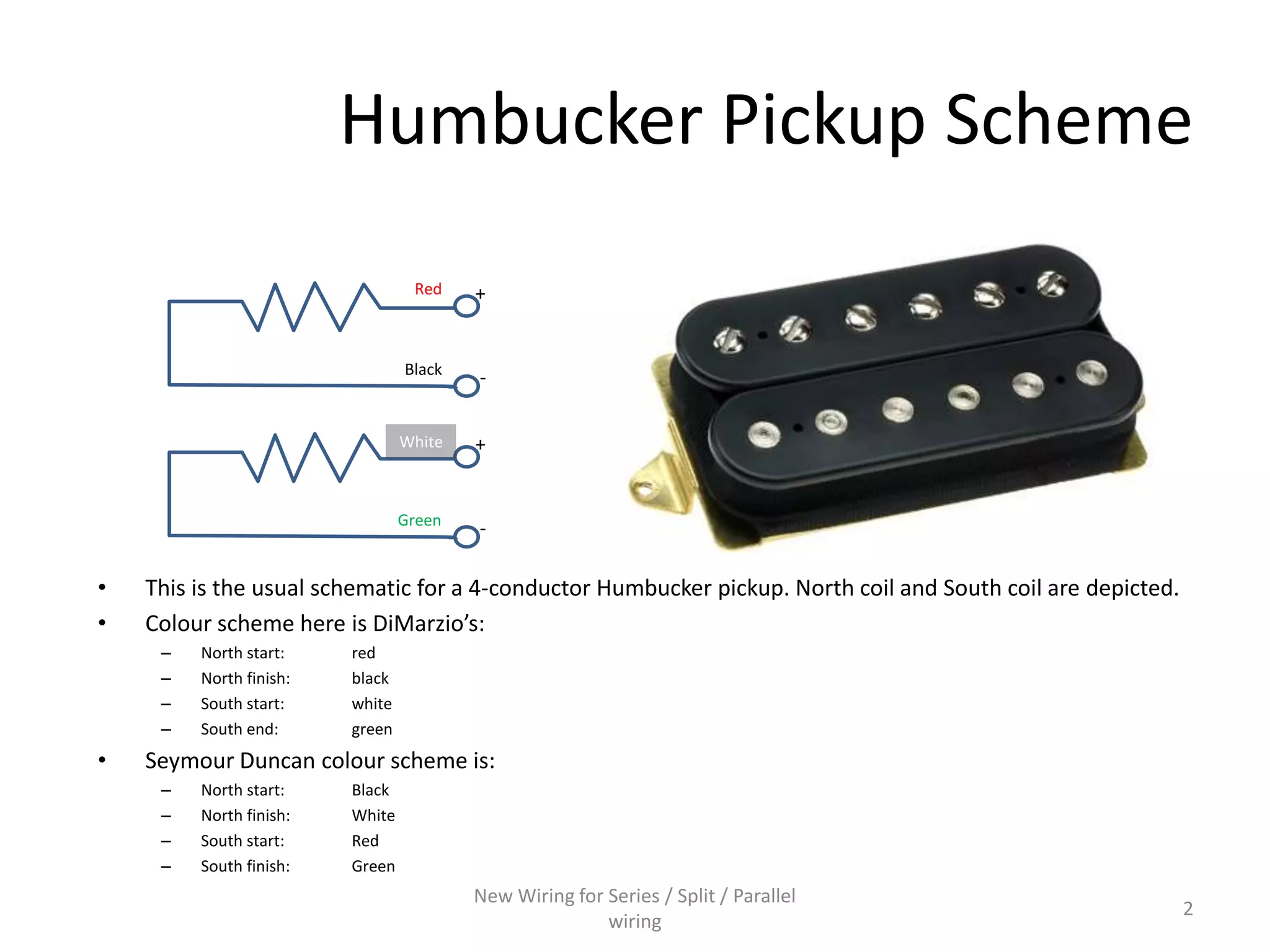 Series / Parallel wiring diagram for 4-conductor Humbucker Pickups | PPTX