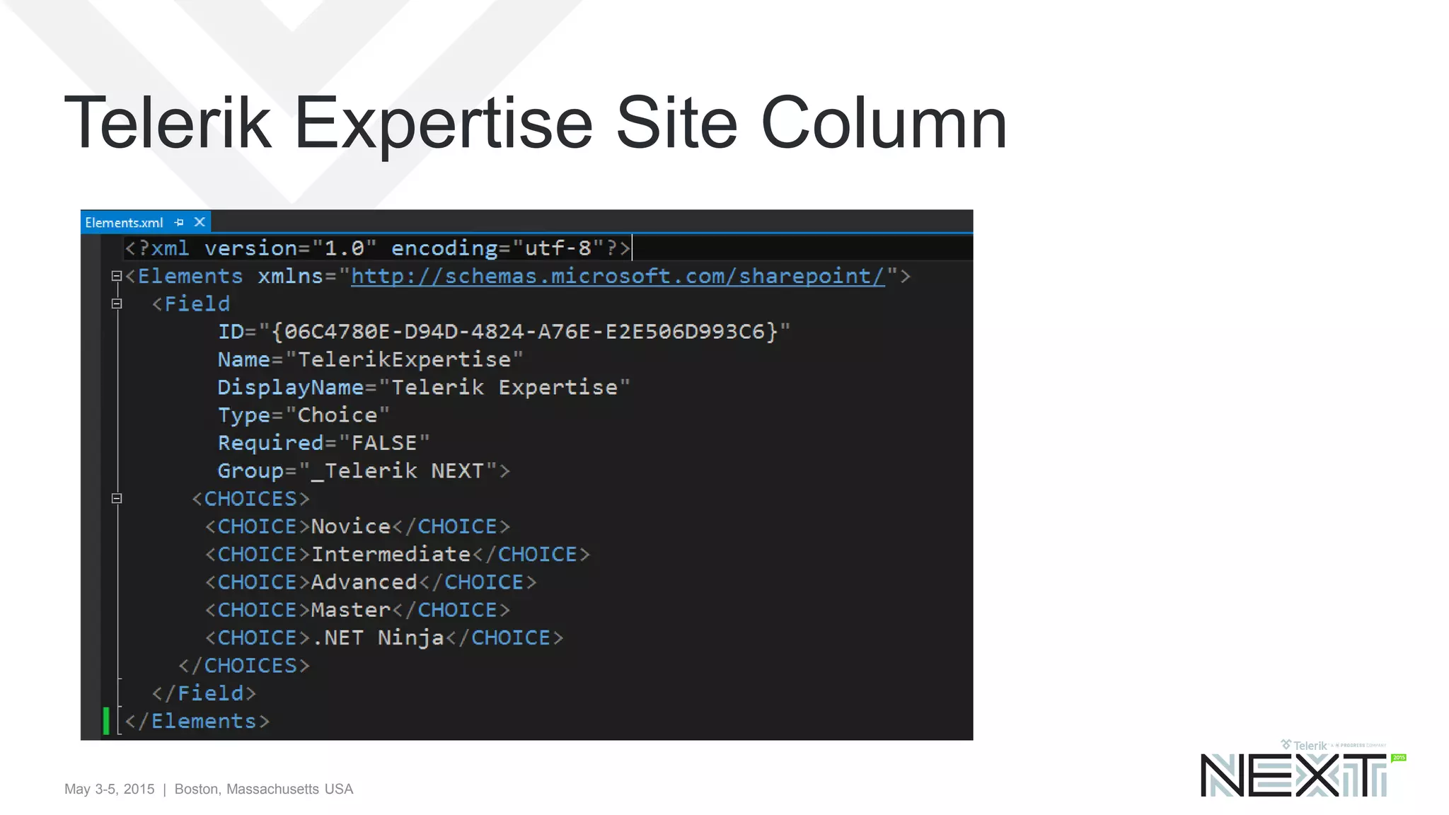 May 3-5, 2015 | Boston, Massachusetts USA
Telerik Expertise Site Column
 