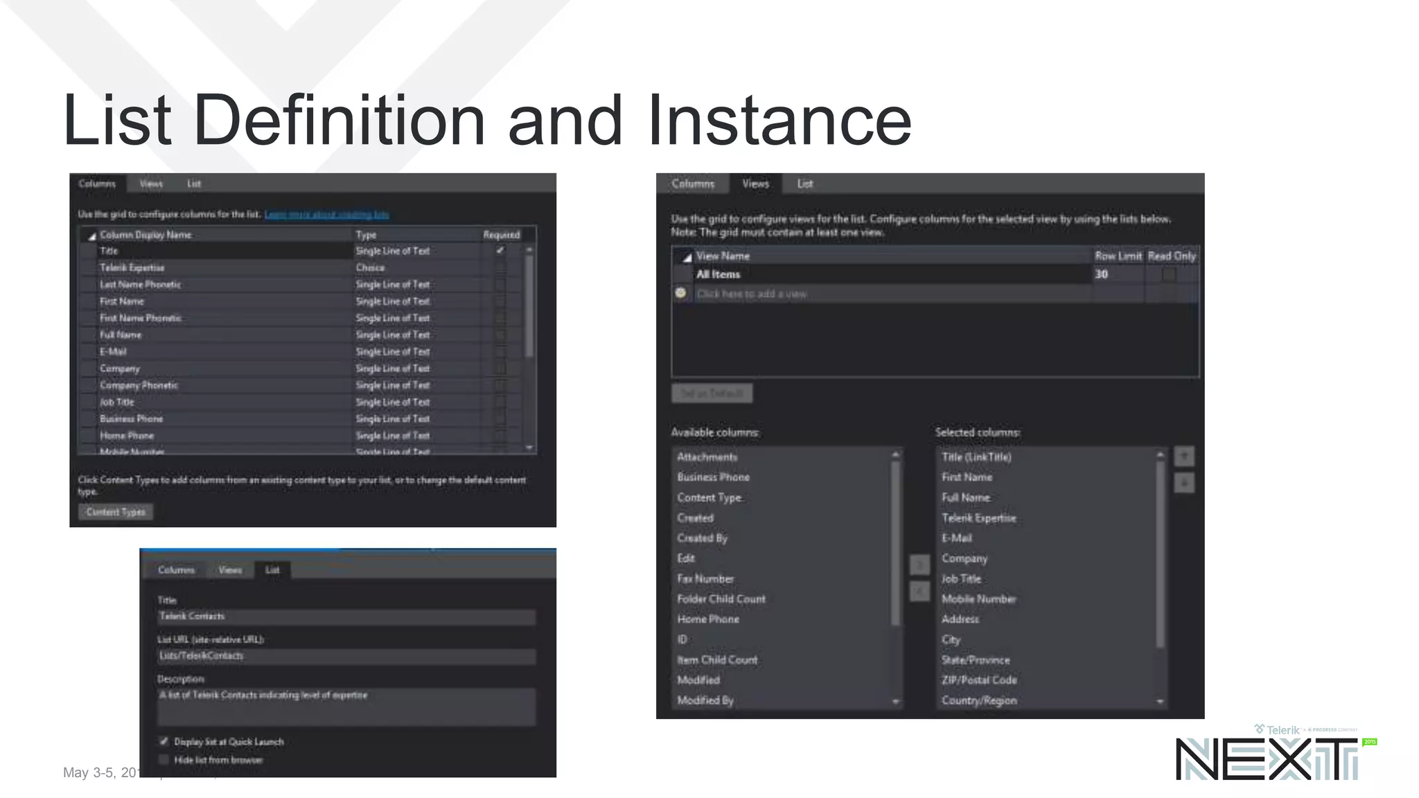 May 3-5, 2015 | Boston, Massachusetts USA
List Definition and Instance
 