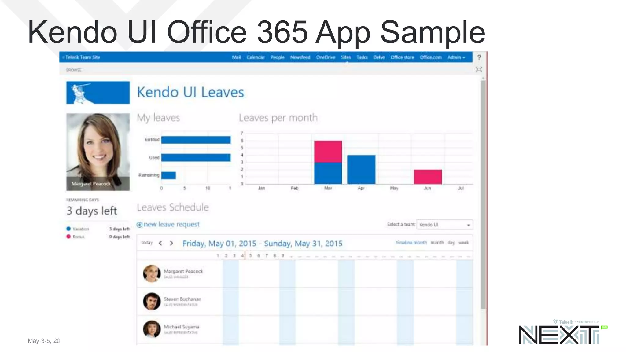 May 3-5, 2015 | Boston, Massachusetts USA
Kendo UI Office 365 App Sample
 