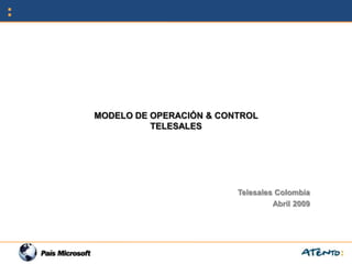 MODELO DE OPERACIÓN & CONTROL
          TELESALES




                         Telesales Colombia
                                  Abril 2009
 