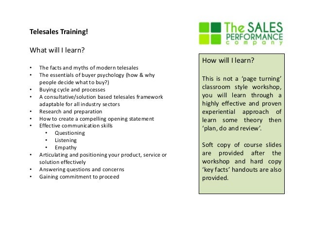 telesales training the sales performance company ltd