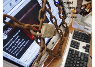 ✦Sécurité
✦Technique
✦Organisationelle
✦Juridique
 