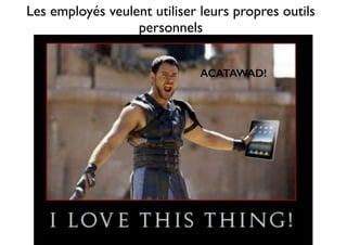 Les employés veulent utiliser leurs propres outils
personnels
ACATAWAD!
 