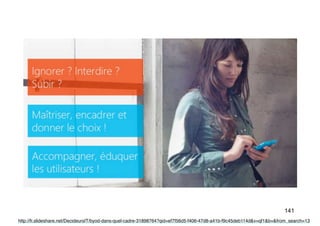 141
http://fr.slideshare.net/DecideursIT/byod-dans-quel-cadre-31898764?qid=ef7f56d5-f406-47d8-a41b-f9c45deb114d&v=qf1&b=&from_search=13
 