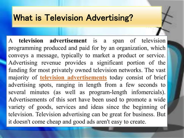 Television Channel Advertisement PPT television-channel-advertisement-ppt