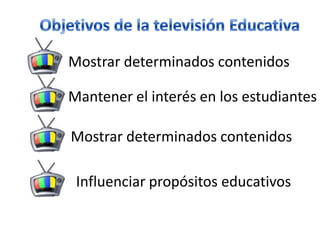 Mostrar determinados contenidos

Mantener el interés en los estudiantes

Mostrar determinados contenidos

 Influenciar propósitos educativos
 