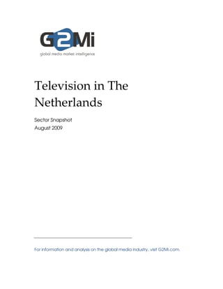 Television in The
Netherlands
Sector Snapshot
August 2009




For information and analysis on the global media industry, visit G2Mi.com.
 
