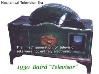 Mechanical Television EraThe 'first' generation of television sets were not entirely electronic.