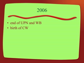 2006 end of UPN and WB birth of CW 