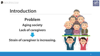Introduction
3
Problem
Aging society
Lack of caregivers
Strain of caregiver is increasing.
 