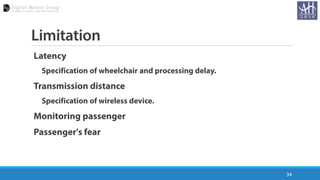 Limitation
Latency
Specification of wheelchair and processing delay.
Transmission distance
Specification of wireless device.
Monitoring passenger
Passenger's fear
34
 