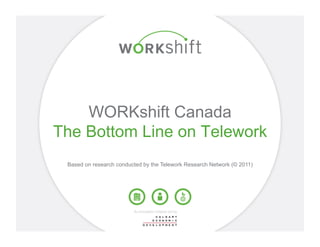 WORKshift Canada
The Bottom Line on Telework
 Based on research conducted by the Telework Research Network (© 2011)
 
