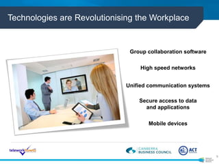 Technologies are Revolutionising the Workplace 
9 
Group collaboration software 
High speed networks 
Unified communicatio...