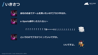 いきさつ
会社のお金でゲームを買いたいのでブカツ作るか。
e-Sports部作ったら入る人～
「「「「「「「「「「はーーーい」」」」」」」」」」
というわけでブカツつくっていいですか。
いいですよ。
 