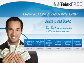 COMO RECEBO PELOS ANÚNCIOS?

ADCENTRAL
- Sua Central de anúncios.
- Um anúncio por dia.

 