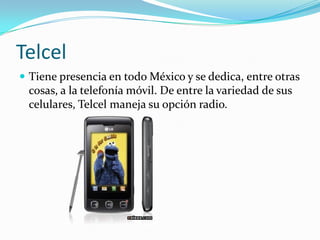  Una empresa que ofrece una gama de servicios de comunicaciones móviles y las formas conexas de equipos de abonado y una variedad de planes de servicio con diferentes tipo de estructuras. 